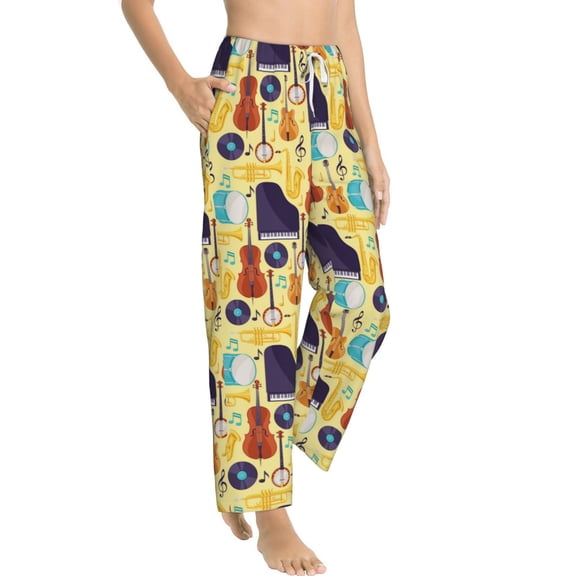 Fotbe Musical Instruments Women's Pajama Pants,Sleepwear Pants,Pj Bottoms Drawstring And Pockets-XX-Large