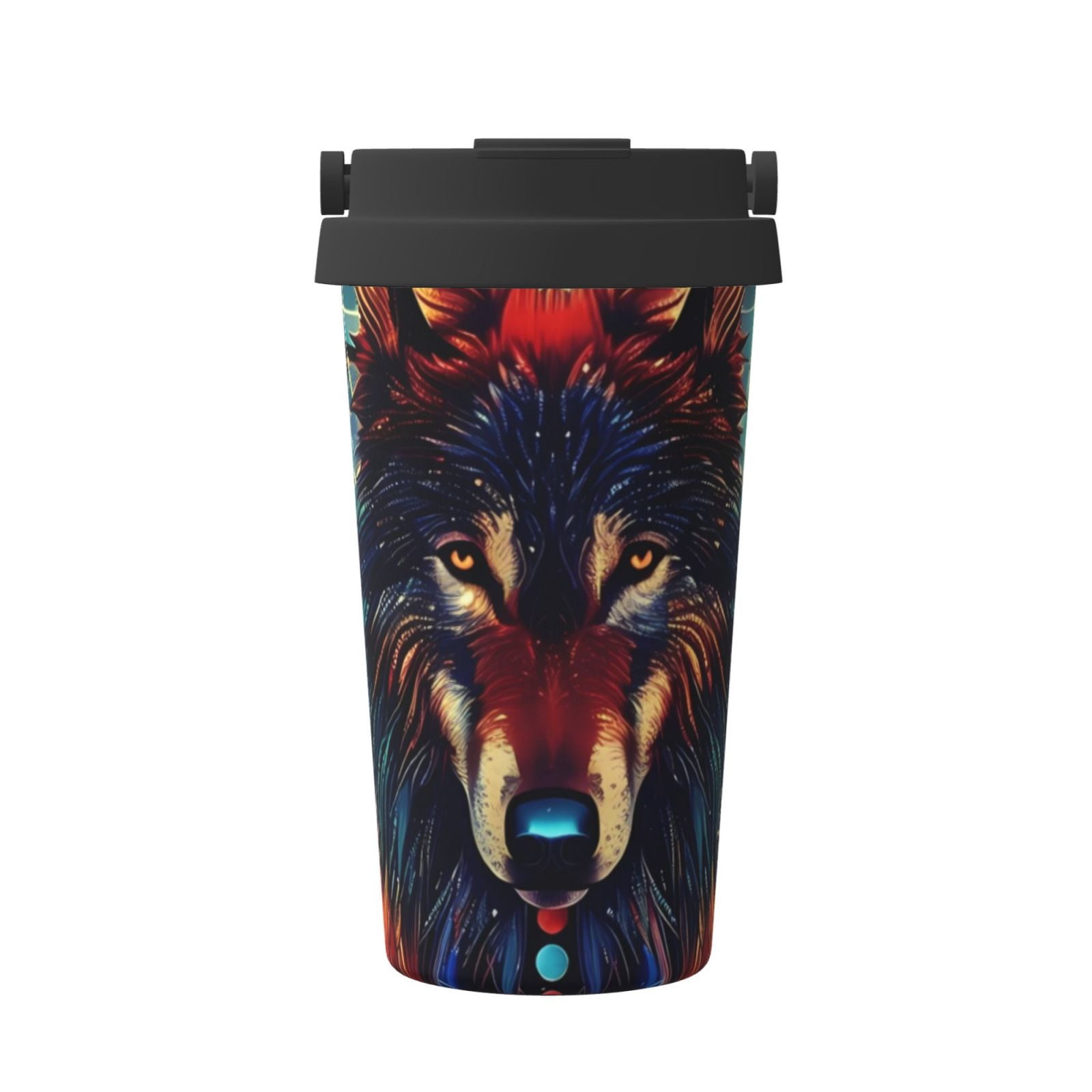 Fotbe Mystic Wolf Dreamcatcher Printed Insulated Travel Coffee Mug