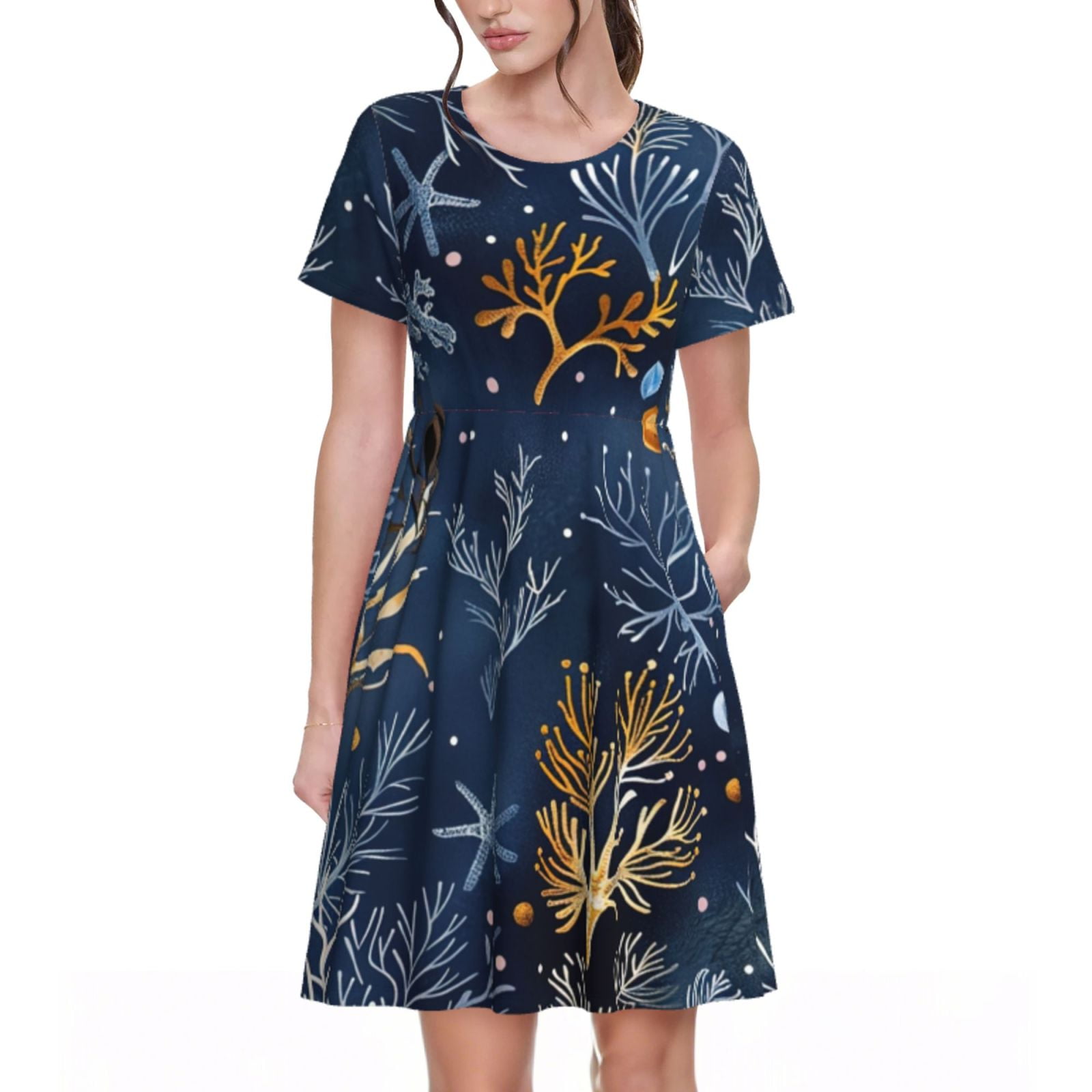 Rvidbe Women's Striped Maxi Dress - 2024 Fashion T-Shirt Style Long Dress With Short Sleeves