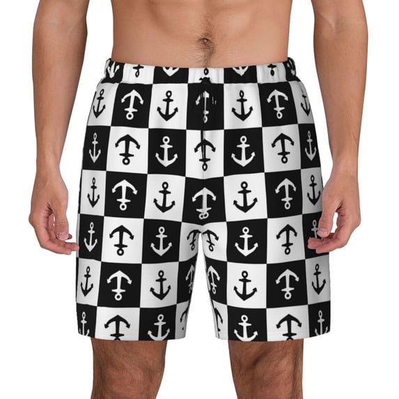 Fotbe Nautical Anchors1 Men’s Swim Trunks Quick Dry Swim Shorts Board Shorts with Mesh Lining-Medium
