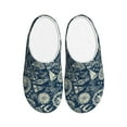 thumbnail image 1 of Fotbe Nautical Style Pattern Women's Fuzzy Curly Fur Memory Foam Loafer Slippers Indoor Outdoor Slippers Winter Home Shoes-35/36, 1 of 7