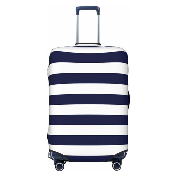 Fotbe Navy Blue And White Stripes Luggage Cover Protector,Suitcase Protector,Scratch and Dirt Resistant,Fits 18-32 Inch Luggage-Medium