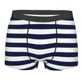 thumbnail image 1 of Fotbe Navy Blue And White Stripes Men’s Total Support Pouch Boxer Briefs, X-Temp Cooling, Moisture-Wicking Underwear, Regular, Long-leg and Trunk-Small, 1 of 9