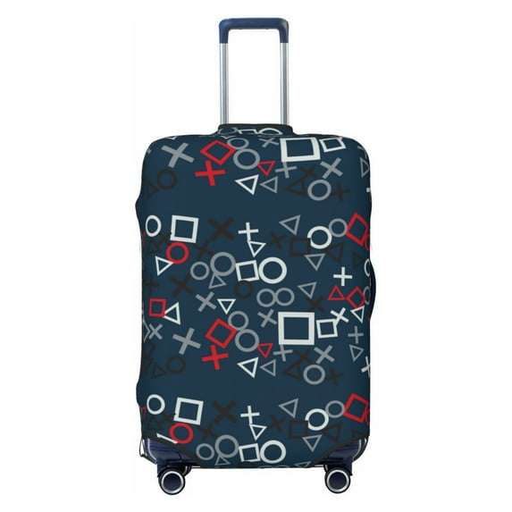 Fotbe Navy Blue Geometric Luggage Cover Protector,Suitcase Protector,Scratch and Dirt Resistant,Fits 18-32 Inch Luggage-Medium
