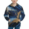 thumbnail image 1 of Fotbe Navy Blue Marble Pattern Youth Pullover Hooded Sweatshirt, Boys Hoodie, Kangaroo Pocket Hoodie for Kids Girls -Medium, 1 of 6