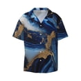 thumbnail image 1 of Fotbe Navy Blue Marble print Short Sleeve Button Down Shirts for Men Casual Summer Beach Wrinkle Free Shirt-Large, 1 of 7