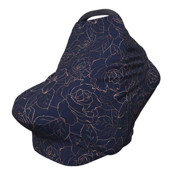 Fotbe Navy Dark Blue Pattern Car Seat Covers for Babies, Nursing Breastfeeding Cover Infant Carseat Canopy, Soft Stretchy Carrier Cover