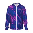 thumbnail image 1 of Fotbe Neon Gradient Blue Men's Women's UPF 50+ Sun Protection Jacket Hooded Cooling Shirt with Pockets Hiking Outdoor Performance-3X-Large, 1 of 9
