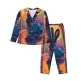 thumbnail image 1 of Fotbe Neon Rabbit In Archway Pattern Long Sleeve Pajama Set for Women,Sleepwear Set,2-piece Loungewear Set,Soft PJs Comfy Nightwear with Pockets -Large, 1 of 7