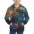 thumbnail image 1 of Fotbe Neon Seahorse Underwater Realm Pattern Youth Pullover Hooded Sweatshirt, Boys Hoodie, Kangaroo Pocket Hoodie for Kids Girls -Large, 1 of 6