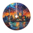 thumbnail image 1 of Fotbe Neon Shanghai Cityscape Night Pattern Christmas Tree Skirt, Tree Skirts Plush Christmas Decorations, Christmas Tree Skirts Xmas Decorations Holiday Party Decor-36", 1 of 6