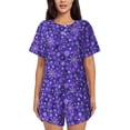 thumbnail image 1 of Fotbe New Year Snowflakes Print Pajama Set for Women 2 Piece Loungewear Short Sleeve Tops and Shorts Set Soft Sleepwear-Large, 1 of 7