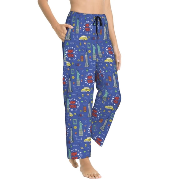 Fotbe New-York City Women's Pajama Pants,Sleepwear Pants,Pj Bottoms Drawstring And Pockets-X-Large