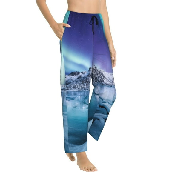 Fotbe Night At Lake Aurora 1 Women's Pajama Pants,Sleepwear Pants,Pj Bottoms Drawstring And Pockets-XX-Large