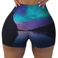 thumbnail image 1 of Fotbe Night At Lake Aurora Seamless Shorts, Womens Workout Shorts High Waist Stretch Booty Short for Gym/Yoga/Running/Biking-Small, 1 of 1