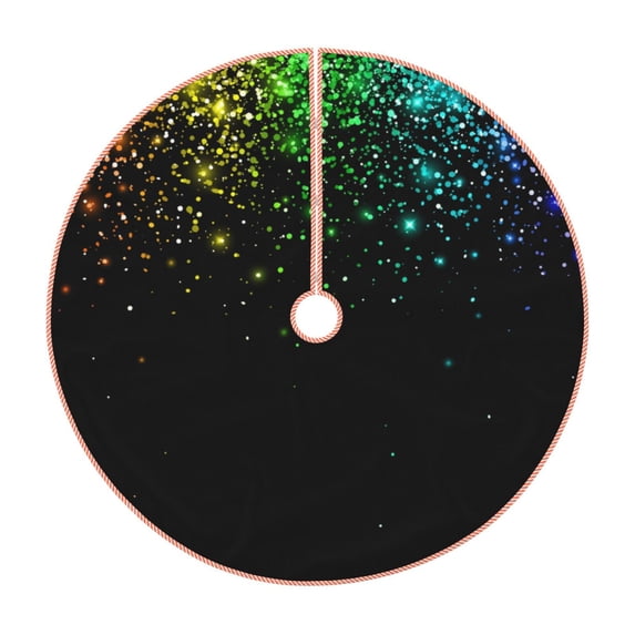 Fotbe Night Rainbow Sparkles Pattern Christmas Tree Skirt, Tree Skirts Plush Christmas Decorations, Christmas Tree Skirts Xmas Decorations Holiday Party Decor-30"