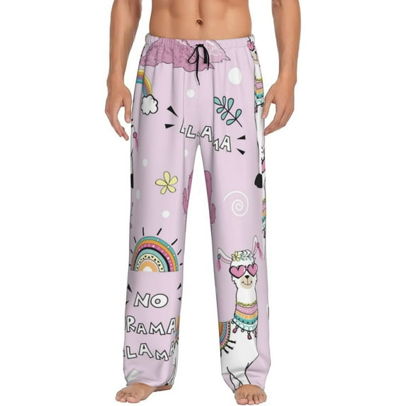 Fotbe No Drama Llama Men's Pajama Pants,Sleepwear Pants,Pj Bottoms Drawstring And Pockets-Large