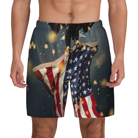 Fotbe North American Bald Eagle1 Men’s Swim Trunks Quick Dry Swim Shorts Board Shorts with Mesh Lining-Small