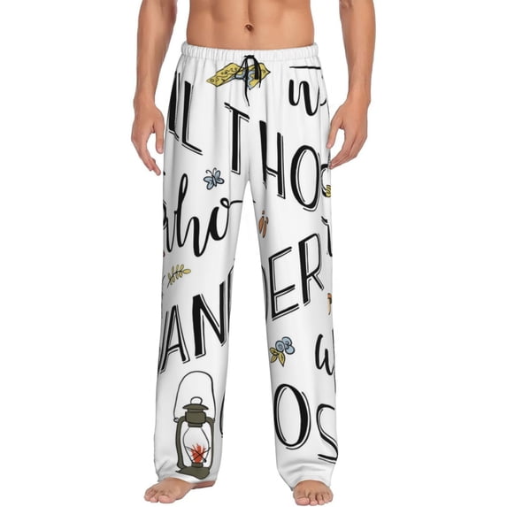 Fotbe Not All Those Who Wander Are Lost 3 Men's Pajama Pants,Sleepwear Pants,Pj Bottoms Drawstring And Pockets-Large