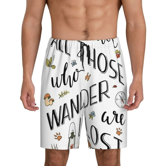 Fotbe Not All Those Who Wander Are Lost 3 Pajama Shorts for Men, Men's Pajama Bottoms, Sleepwear,Short Pajama Pants-4X-Large