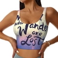 thumbnail image 1 of Fotbe Not All Those Who Wander Are Lost Pattern Womens' Sports Bra Longline Wirefree Padded with Medium Support Sports Moisture-Wicking Workou Vest,Tank Top-Large, 1 of 7