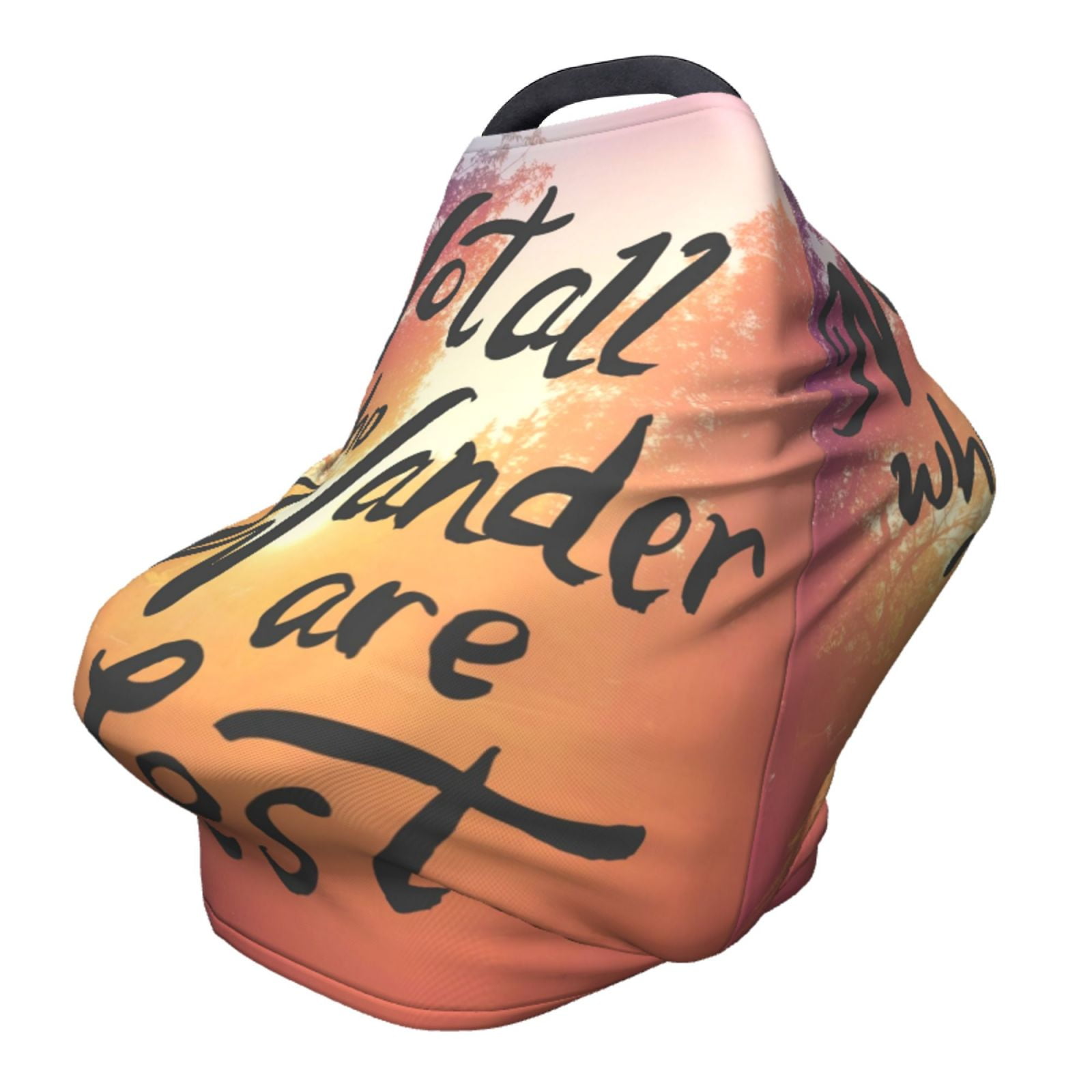 Fotbe Not All Who Wander Are Lost Pattern Car Seat Covers for Babies, Nursing Breastfeeding Cover Infant Carseat Canopy, Soft Stretchy Carrier Cover