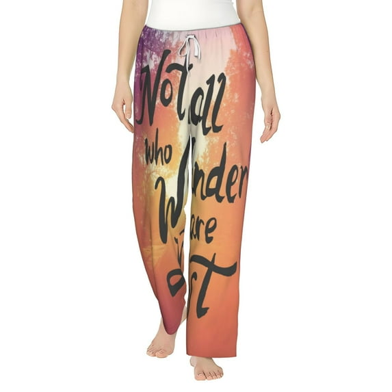 Fotbe Not All Who Wander Are Lost Women's Pajama Pants,Sleepwear Pants,Pj Bottoms Drawstring And Pockets-XX-Large