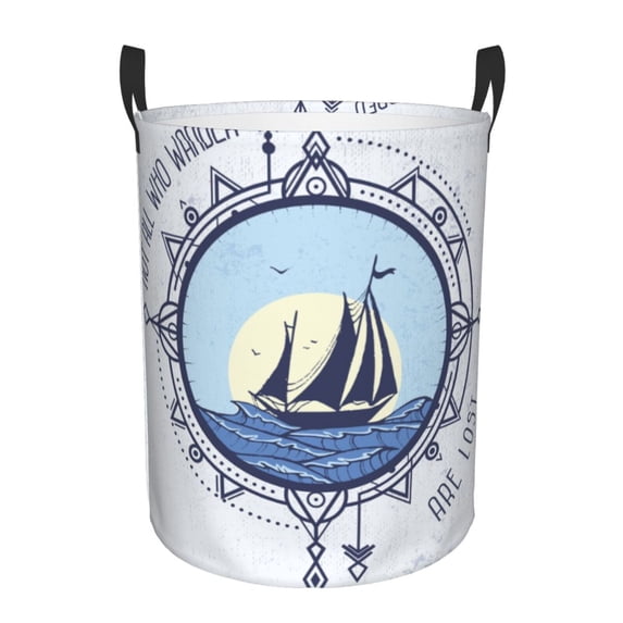 Fotbe Not All Who Wander Are Lost2 Laundry Basket with Handles, Waterproof Large Laundry Hamper, Wash Bag for Corner Dorm, Rolling Laundry Basket with Handles-Small