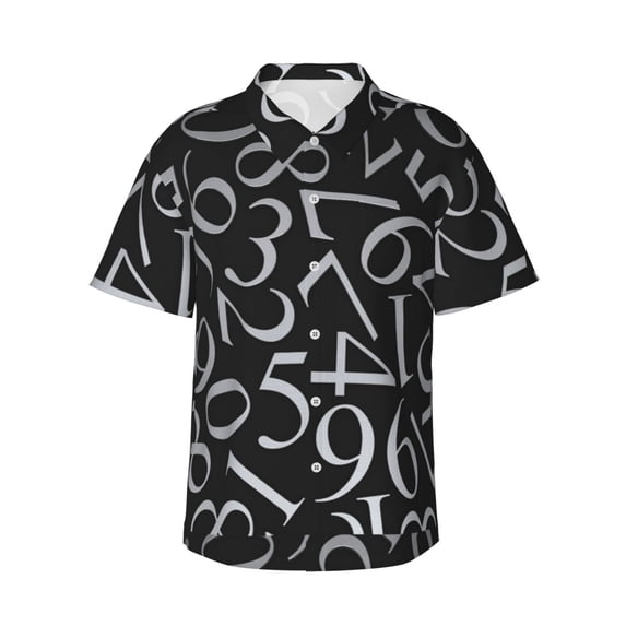 Fotbe Numbers Hawaiian Shirt For Men Unisex Summer Beach Casual Short Sleeve Cotton Linen Button Down Shirts-X-Large