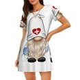 thumbnail image 1 of Fotbe Nurse doctor gnome Pattern Women's Cotton Nightgown Sleepwear Short Sleeves Shirt Casual Print Sleepdress, 1 of 6