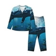 thumbnail image 1 of Fotbe Ocean Dolphin Fish School Pattern Long Sleeve Pajama Set for Women,Sleepwear Set,2-piece Loungewear Set,Soft PJs Comfy Nightwear with Pockets -X-Large, 1 of 7