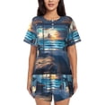thumbnail image 1 of Fotbe Ocean View Bedroom Print Pajama Set for Women 2 Piece Loungewear Short Sleeve Tops and Shorts Set Soft Sleepwear-X-Large, 1 of 7