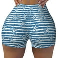 thumbnail image 1 of Fotbe Ocean on Striped Seamless Shorts, Womens Workout Shorts High Waist Stretch Booty Short for Gym/Yoga/Running/Biking-Large, 1 of 9