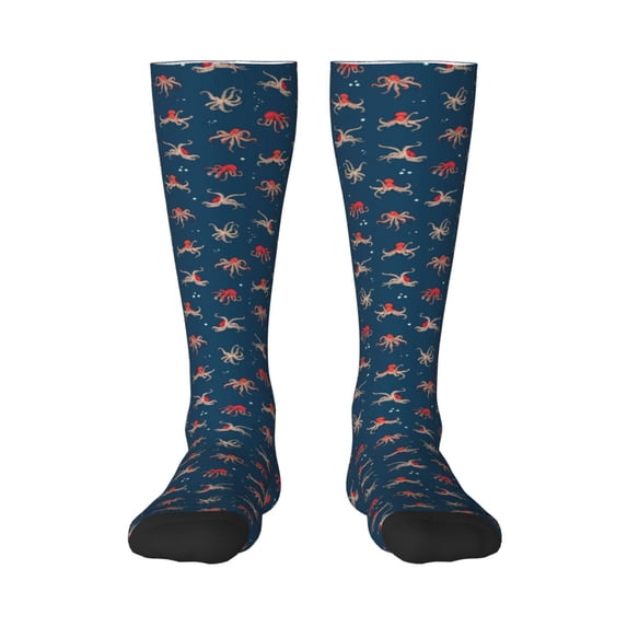 Fotbe Octopus print Women's Men's Novelty Crew Socks Cotton Socks Knee High Socks for Walking,Running,Nurses,Pregnancy