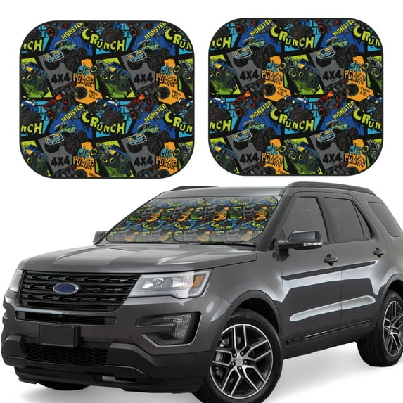Fotbe Off-Road Vehicle 2-Piece Car Windshield Sun Shade | Sun Blocker for Car Windshield | Foldable Automotive Interior Accessories for Sun Protection-Large