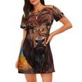 thumbnail image 1 of Fotbe Oil Painting Style Iceberg Yak Pattern Women's Cotton Nightgown Sleepwear Short Sleeves Shirt Casual Print Sleepdress, 1 of 6