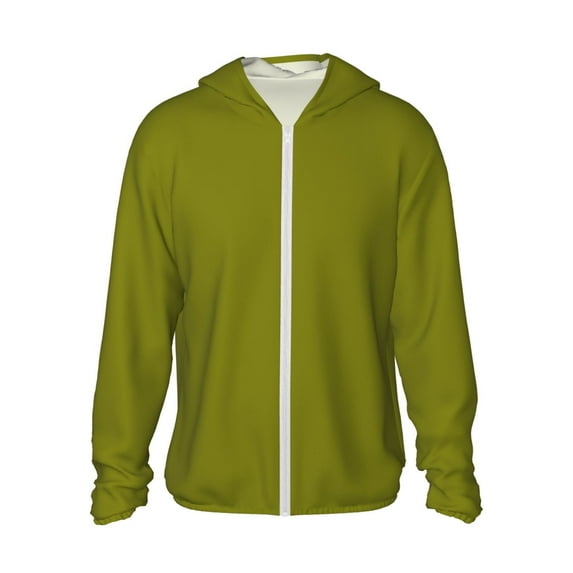 Fotbe Olive Men's Women's UPF 50+ Sun Protection Jacket Hooded Cooling Shirt with Pockets Hiking Outdoor Performance-3X-Large
