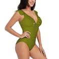 thumbnail image 1 of Fotbe Olive Women's Tummy Control Swimsuits Slimming One Piece Bathing Suit Ruffle Wrap V Neck Swimwear-, 1 of 8
