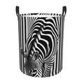 thumbnail image 1 of Fotbe Optical Zebra Illusion Pattern Laundry Basket with Handles, Waterproof Large Laundry Hamper, Wash Bag for Corner Dorm, Rolling Laundry Basket with Handles-Small, 1 of 6