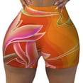 thumbnail image 1 of Fotbe Orange Flower Psychedelic Seamless Shorts, Womens Workout Shorts High Waist Stretch Booty Short for Gym/Yoga/Running/Biking-Small, 1 of 9