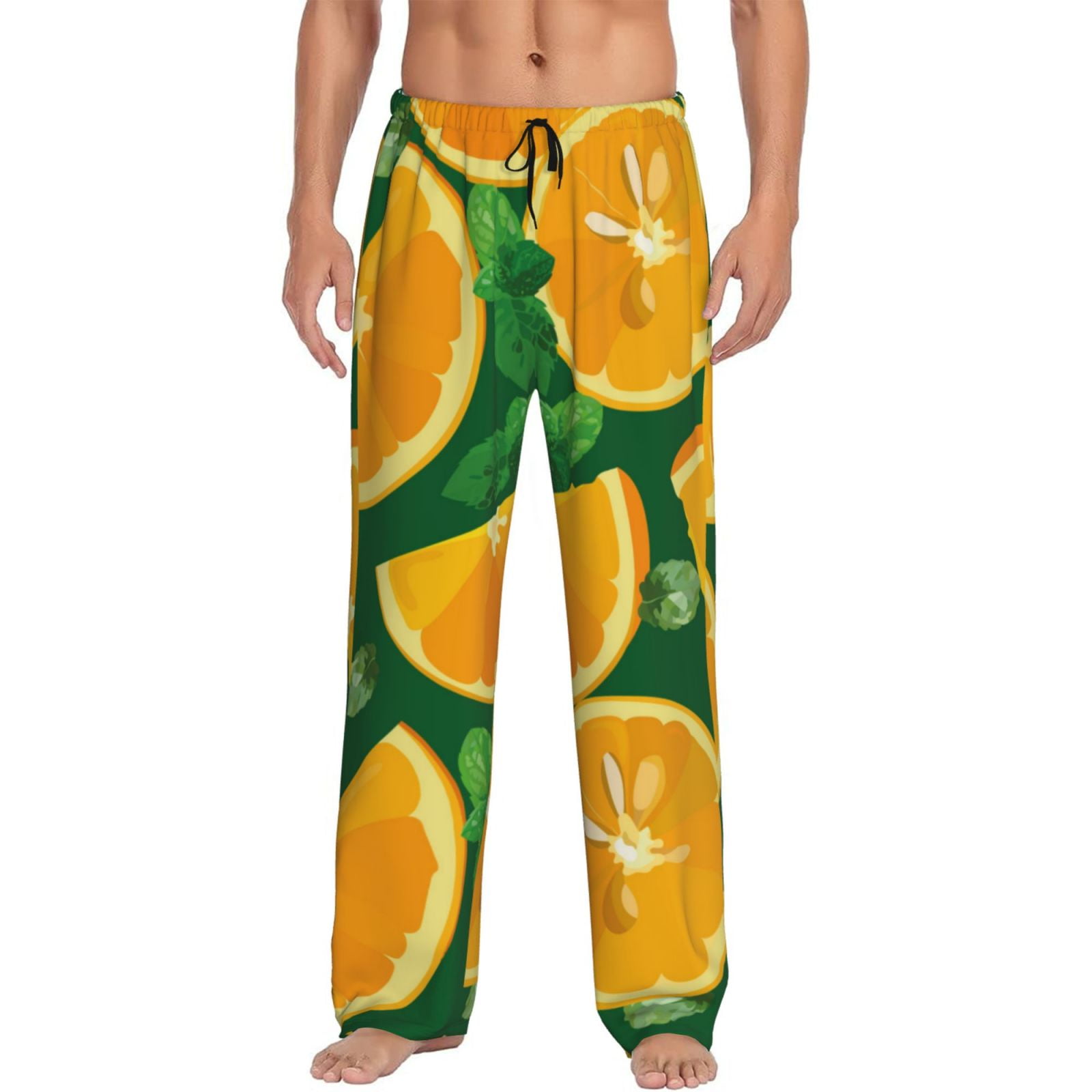 Fotbe Orange Men's Pajama Pants,Sleepwear Pants,Pj Bottoms Drawstring ...