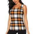 thumbnail image 1 of Fotbe Orange Plaid Womens Loose Fit Casual Flowy Slim-Fit Tank Tops Athletic Round Neck Trendy Sleeveless Summer Tops for Gym and Yoga-, 1 of 7