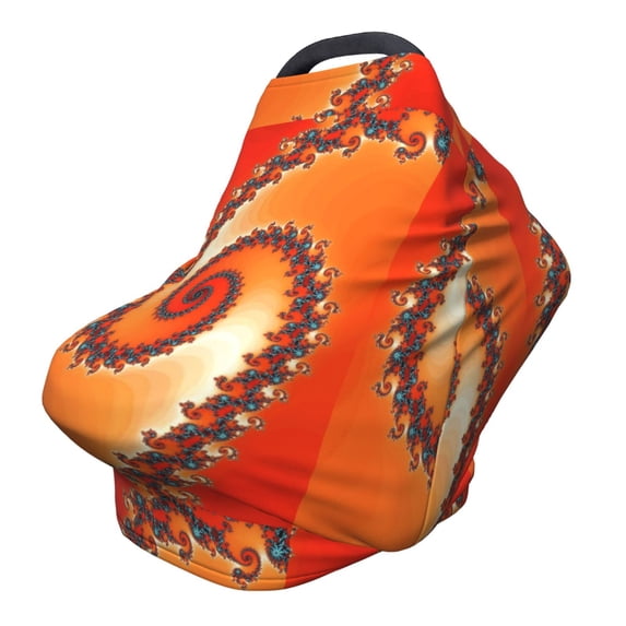 Fotbe Orange Rotating Pattern Car Seat Covers for Babies, Nursing Breastfeeding Cover Infant Carseat Canopy, Soft Stretchy Carrier Cover