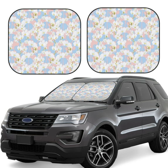Fotbe Orchids Flowers 2-Piece Car Windshield Sun Shade | Sun Blocker for Car Windshield | Foldable Automotive Interior Accessories for Sun Protection-Small