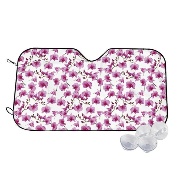 Fotbe Orchids Flowers Car Windshield Sunshade | Sun Visor Protector Front Window Shade, Keeps Out UV Rays, Keeps Your Vehicle Cool-Small