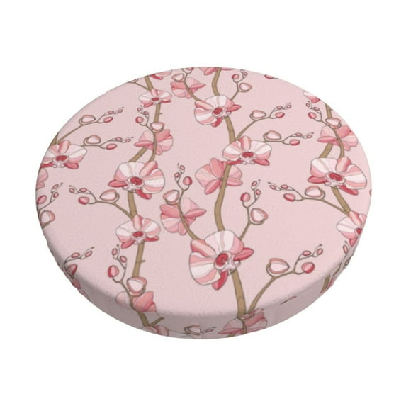 Fotbe Orchids Flowers Stool Covers Round,Waterproof Round Bar Stool Covers Bar Chair Covers Washable Stool Cushion Slipcover for 12-14 Inch Chair-12 inch