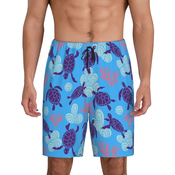 Fotbe Ornamental Turtles Pajama Shorts for Men, Men's Pajama Bottoms, Sleepwear,Short Pajama Pants-3X-Large