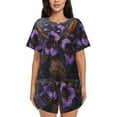 thumbnail image 1 of Fotbe Ornate Purple Floral Vase Print Pajama Set for Women 2 Piece Loungewear Short Sleeve Tops and Shorts Set Soft Sleepwear-X-Large, 1 of 7
