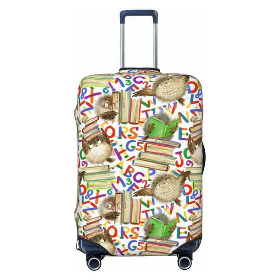 Fotbe Owl Back To School Luggage Cover Protector,Suitcase Protector,Scratch and Dirt Resistant,Fits 18-32 Inch Luggage-Large