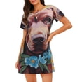 thumbnail image 1 of Fotbe Painted Flower Puppy Pattern Women's Cotton Nightgown Sleepwear Short Sleeves Shirt Casual Print Sleepdress, 1 of 6